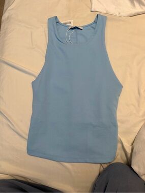 Zara Light Blue Ribbed Tank Top - Women's